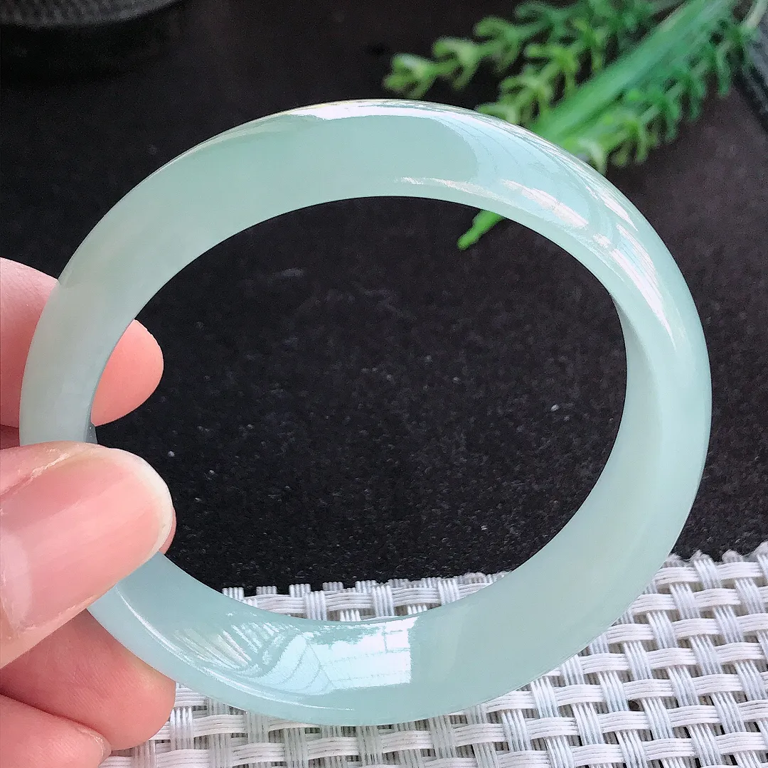 天然A货翡翠56.5/15.2/7老坑冰胶果冻冰晴手镯宽边轮胎镯