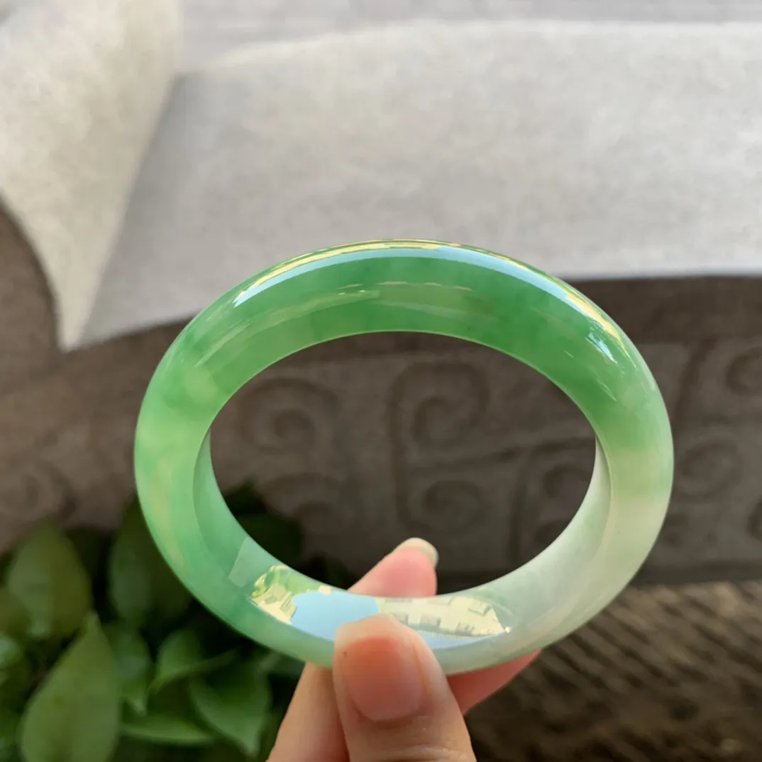 圈口 56.4-12.5-9.5【芙蓉绿正圈手镯】正圈56 57可戴