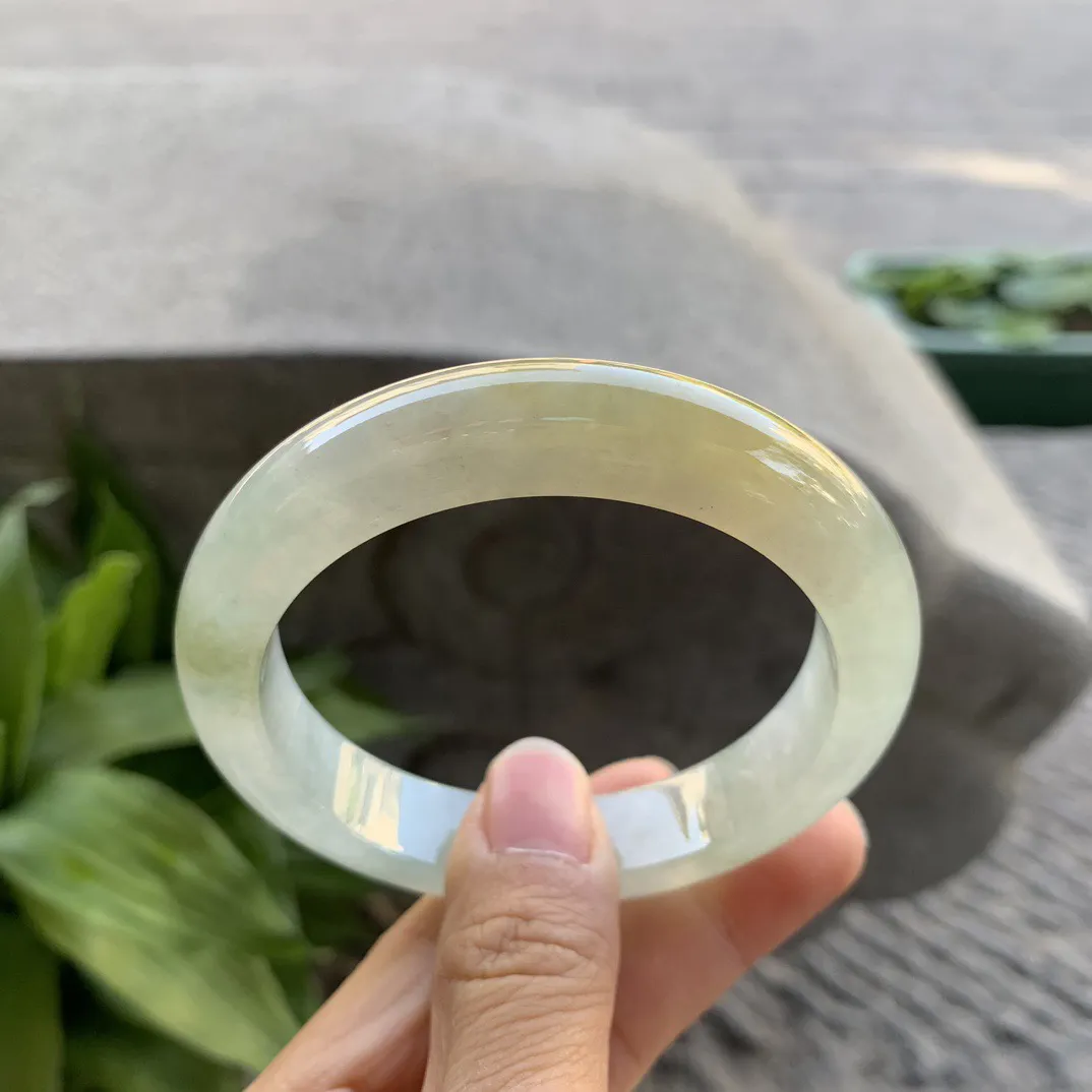 圈口57.8-12.8-9.2 【冰黄翡正圈手镯】正圈57 58可戴