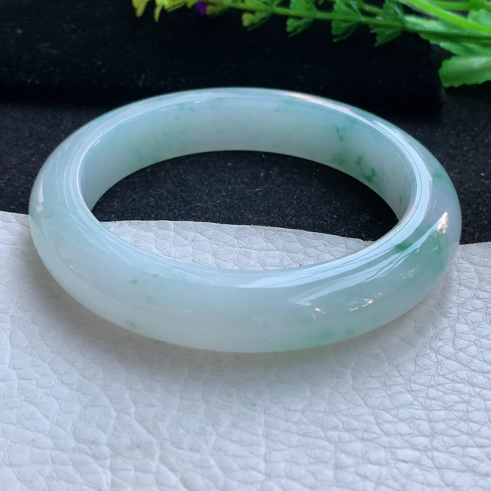 xd大圈口60*13*10平安镯 缅甸翡翠a货玉手镯冰飘花宽边玉手环