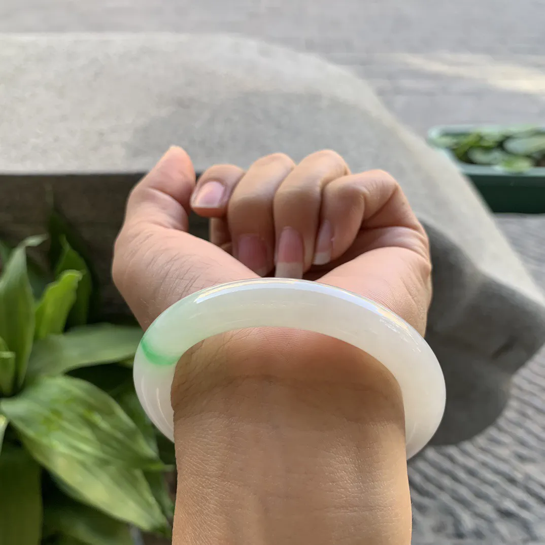小圈口53.6-9.5 【飘阳绿圆条手镯】圆条53 54可戴