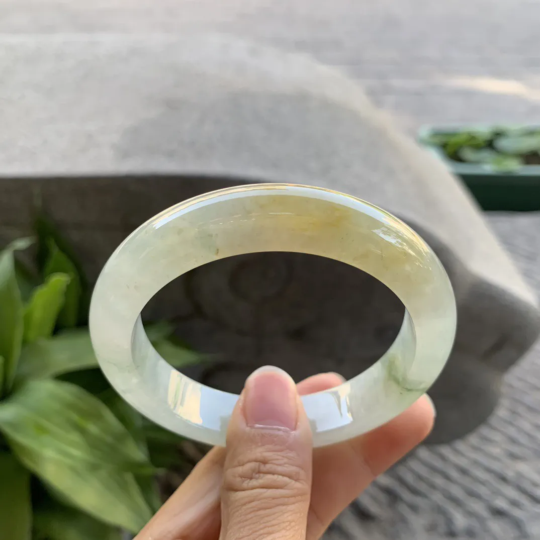 圈口57.8-12.8-9.2 【冰黄翡正圈手镯】正圈57 58可戴