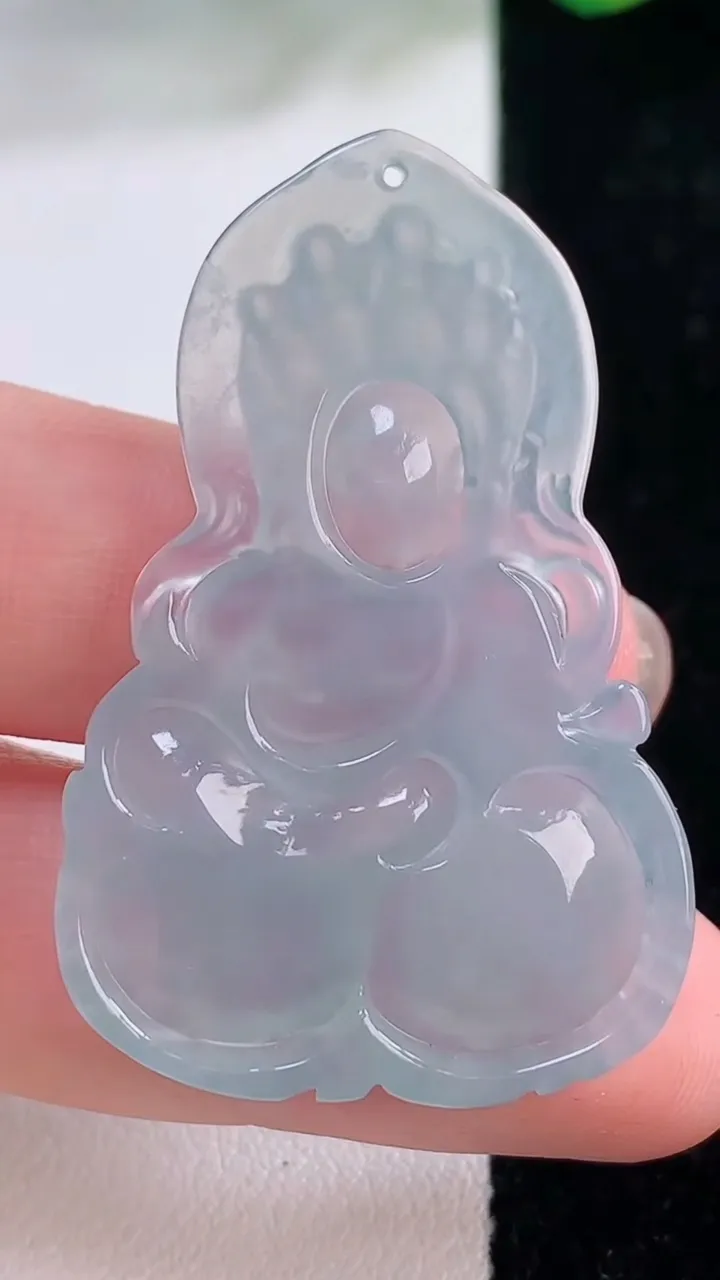 天然A货翡翠紫罗兰文殊菩萨吊坠，尺寸43.2-28-5，重量:9.60g
12月2日