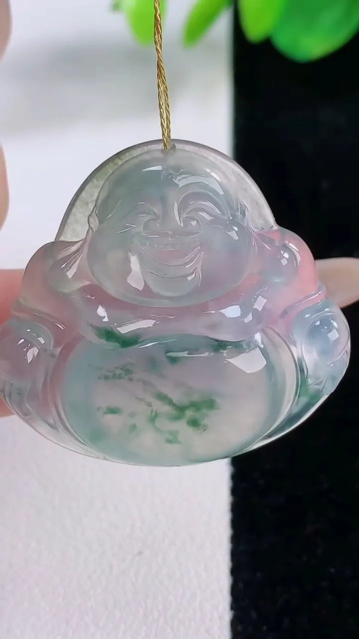 天然A货翡翠种飘花佛公吊坠，尺寸31.8-34.5-5.6，重量:9.62g
12月2日