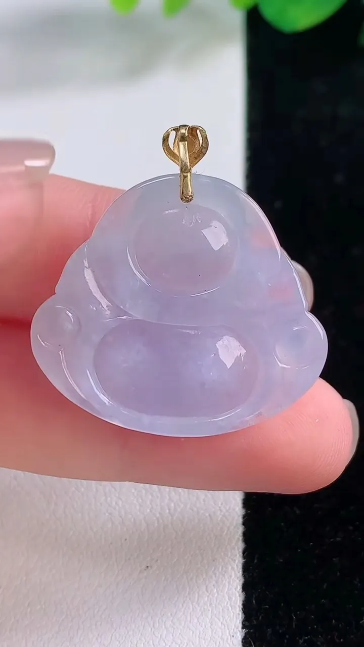 天然A货翡翠18K金紫罗兰佛公吊坠，尺寸26-29-5.9，重量:6.79g
12月2日