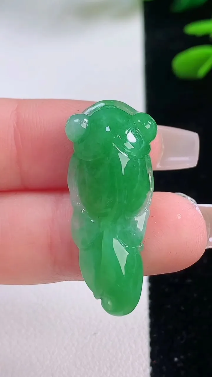 天然A货翡翠年年有余吊坠，尺寸32.2-13.5-7.6，重量:5.10g
12月2日