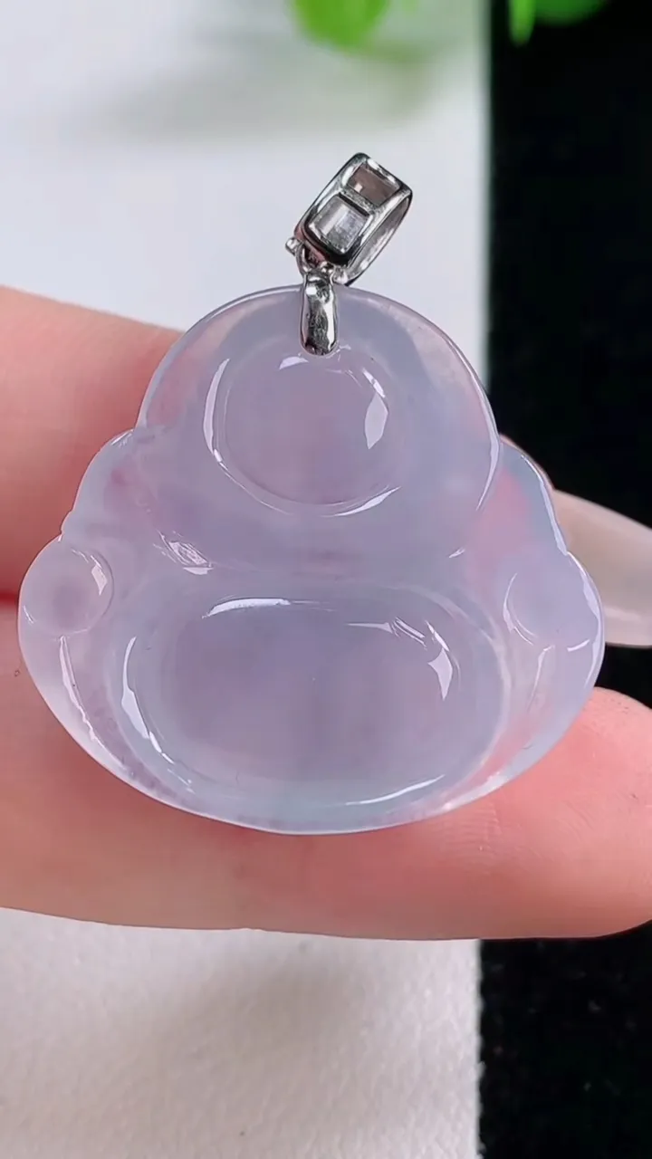 天然A货翡翠种紫罗兰佛公吊坠，尺寸26-27.7-5.8，重量:6.45g
12月5日