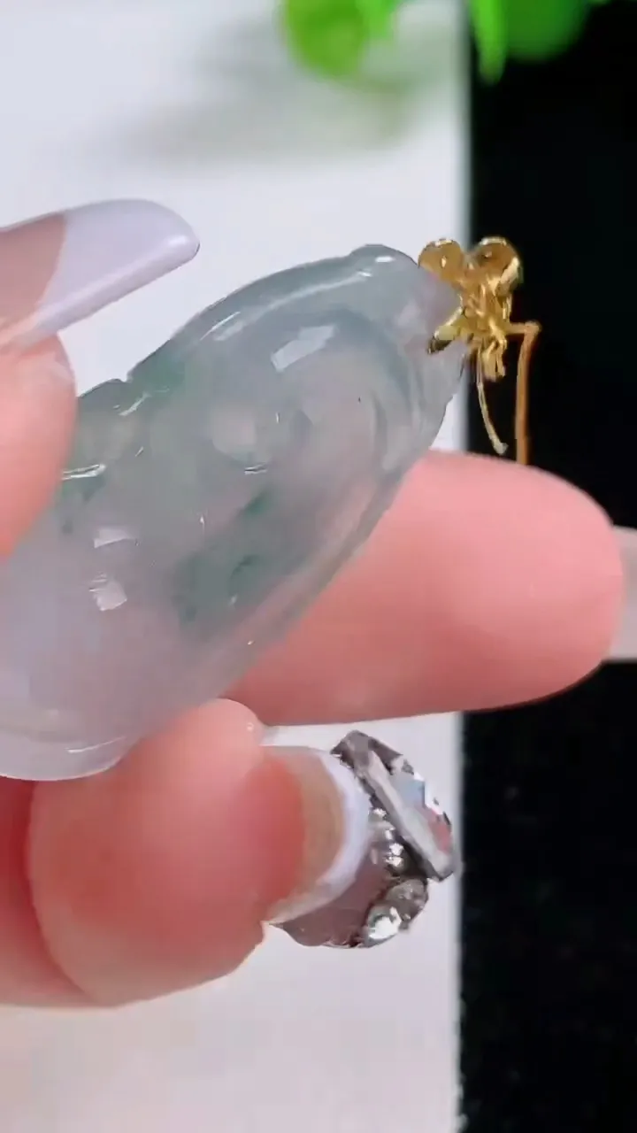 天然A货翡翠种飘花如意吊坠，尺寸30.3-18-5，重量:5.94g
12月5日