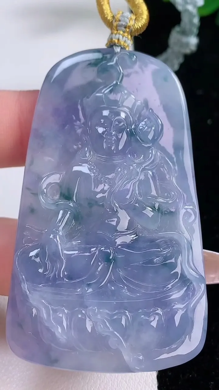 天然A货翡翠紫罗兰大势至菩萨吊坠，尺寸63-37-7.3，重:38.91g
12月6日