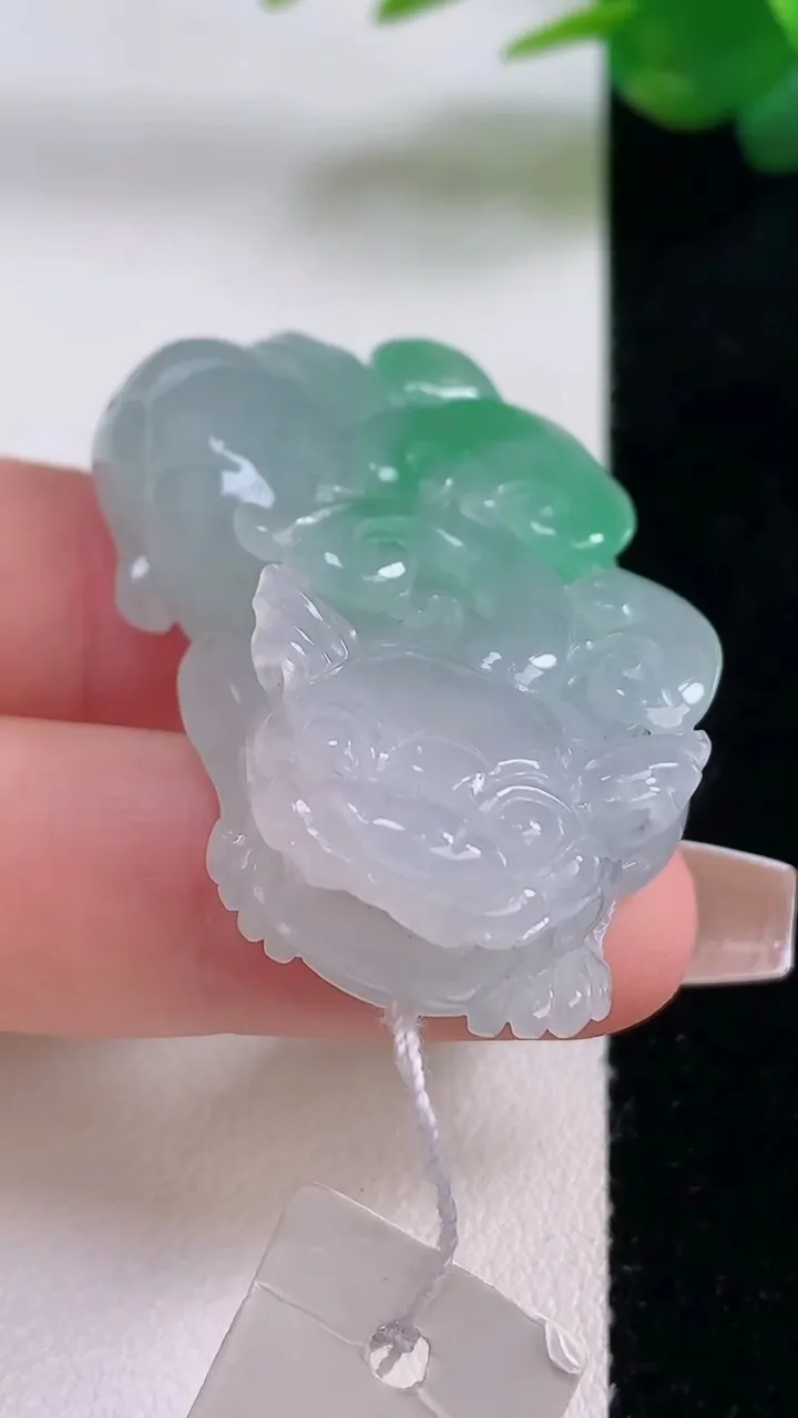 天然A货翡翠貔貅吊坠，尺寸45.5-25-12，重量:28.58g
12月6日