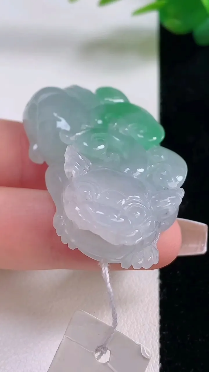 天然A货翡翠貔貅吊坠，尺寸45.5-25-12，重量:28.58g
12月6日