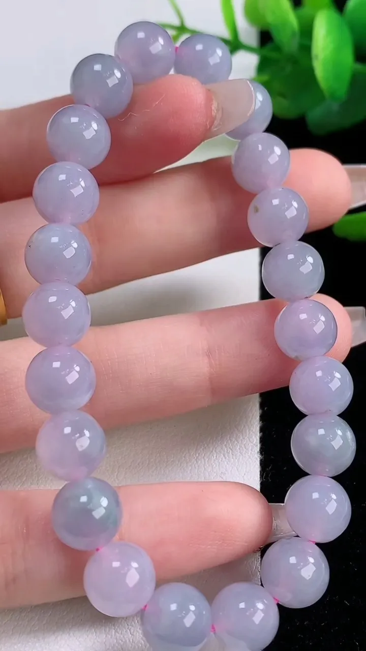 天然A货翡翠紫罗兰圆珠手串，尺寸8.8-22颗，重量:27.47g12月6日
工厂直销收藏佳品,种好