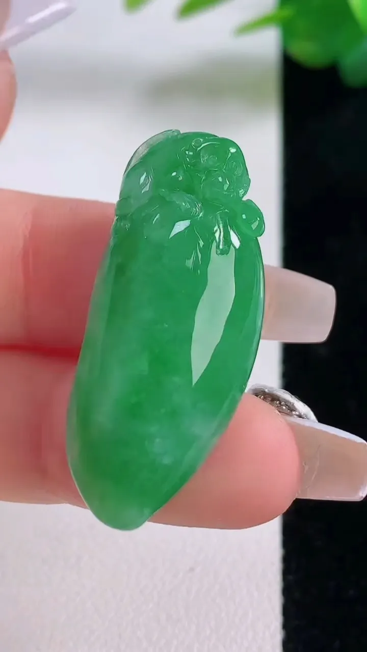 天然A货翡翠福瓜吊坠，尺寸36-15.6-10，重量:9.75g
12月6日