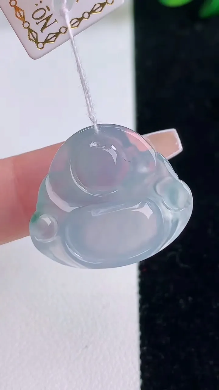 天然A货翡翠种紫罗兰飘花佛公吊坠，尺寸22-25.2-5.4，重量:4.77g
12月7日