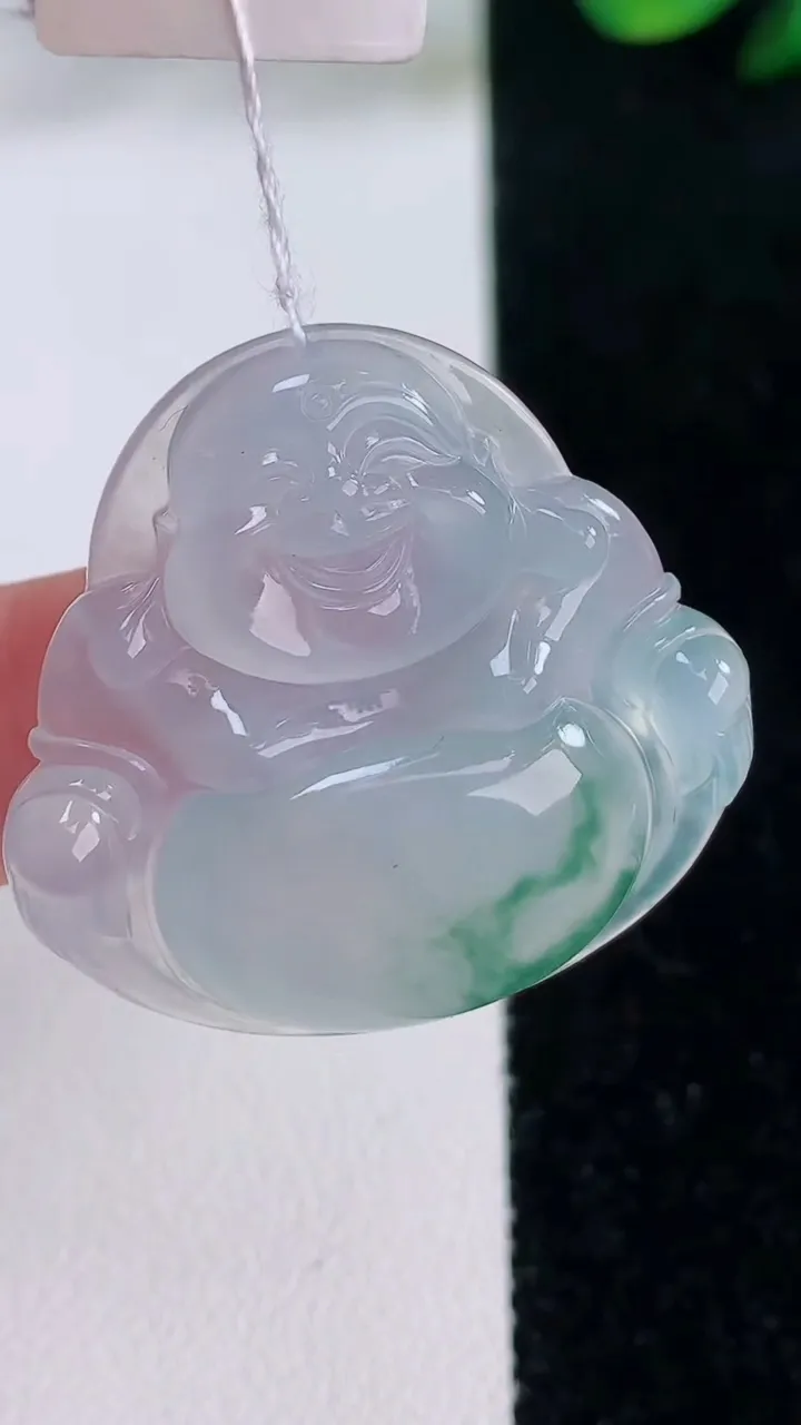 天然A货翡翠种飘花佛公吊坠，尺寸31-33-5.9，重量:9.50g
12月7日