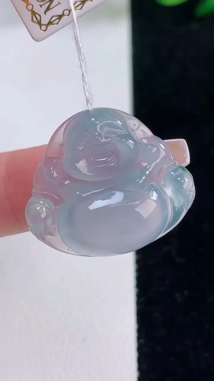 天然A货翡翠种紫罗兰飘花佛公吊坠，尺寸22-25.2-5.4，重量:4.77g
12月7日