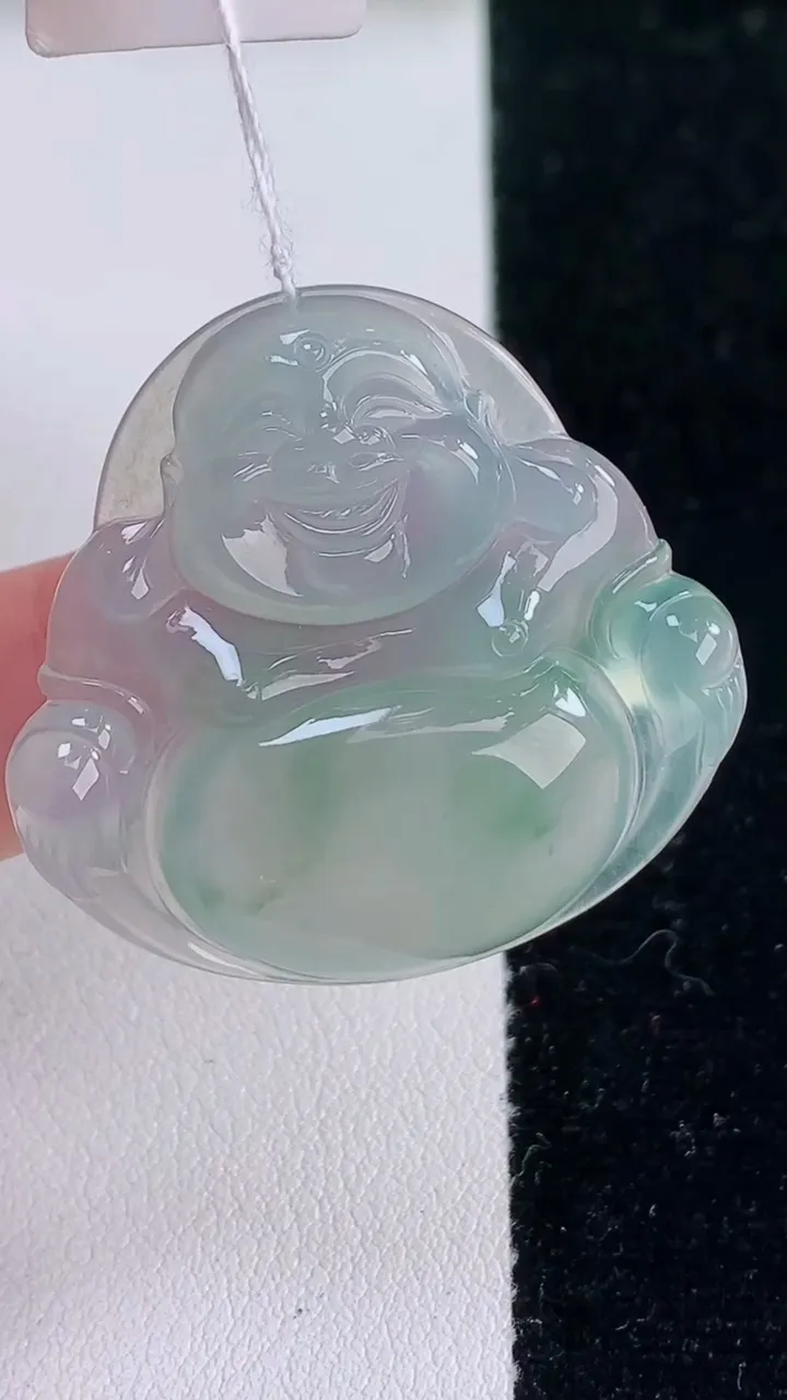 天然A货翡翠种飘花佛公吊坠，尺寸32.5-34.6-6，重量:10.31g
12月7日