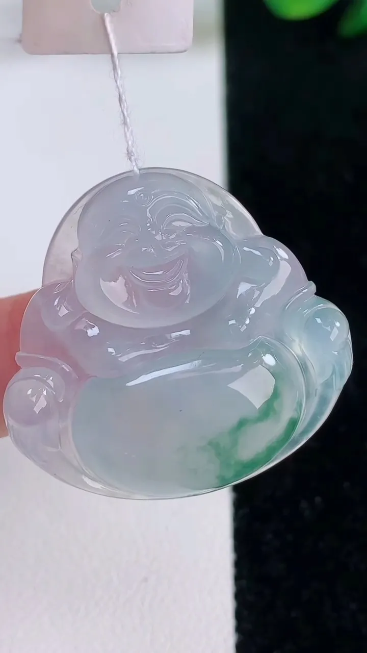 天然A货翡翠种飘花佛公吊坠，尺寸31-33-5.9，重量:9.50g
12月7日