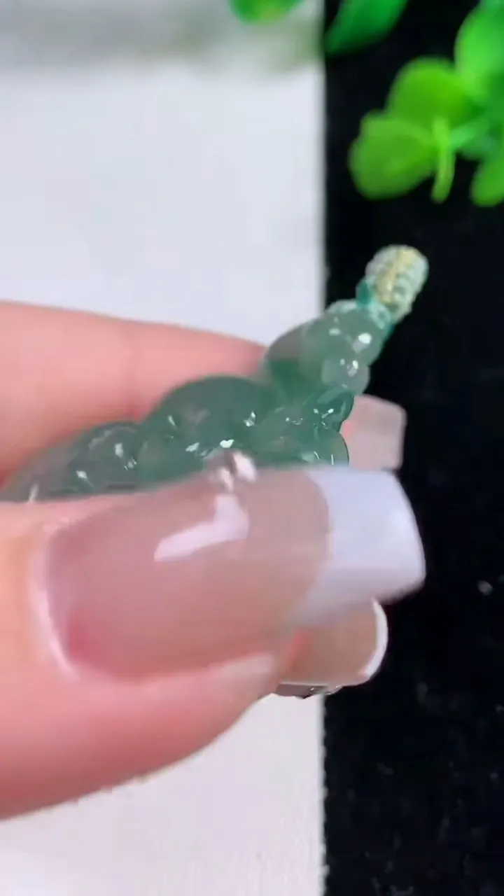 天然A货翡翠冰种飘花如意吊坠，尺寸46-37.4-5.4，重量:12.65g
12月8日