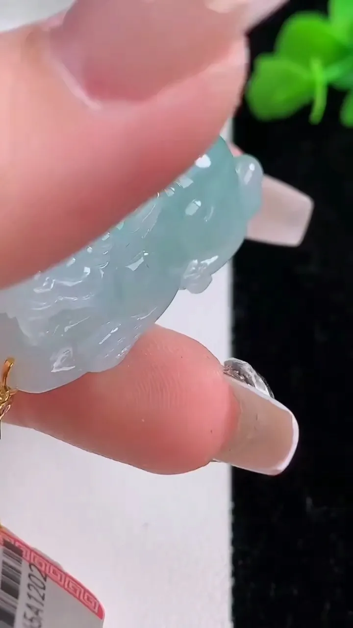 天然A货翡翠貔貅吊坠，尺寸32.7-13.6-13，重量:15.02g
12月8日