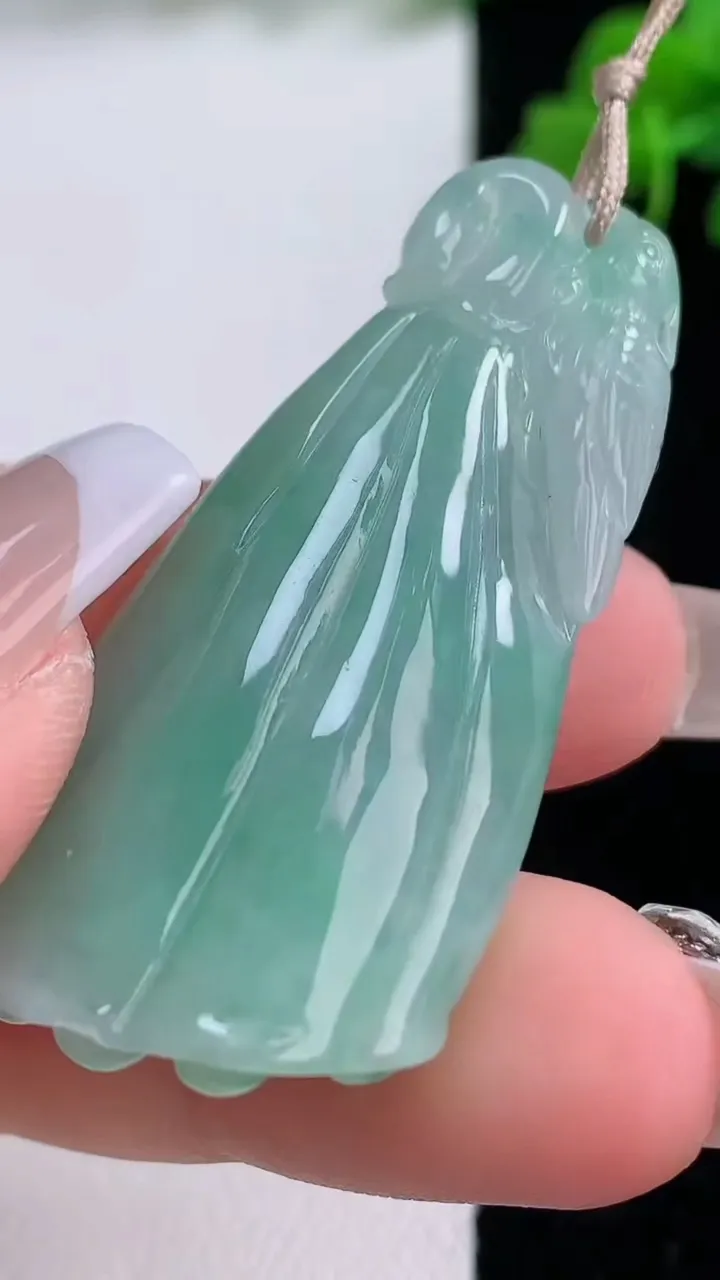 天然A货翡翠莲蓬吊坠，尺寸44.7-22.7-11，重量:15.97g
12月8日