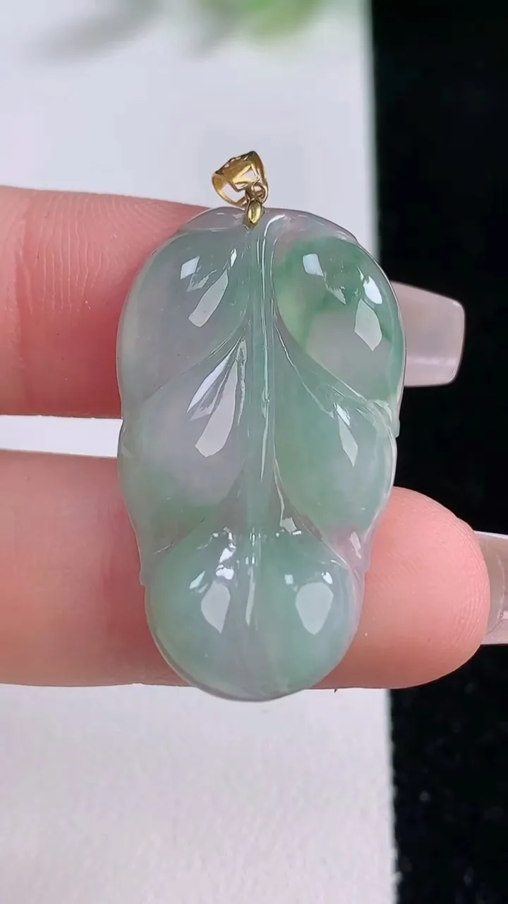 天然A货翡翠种飘花金枝玉叶 叶子吊坠，尺寸31.4-18.3-4，重量:4.21g
12月9日