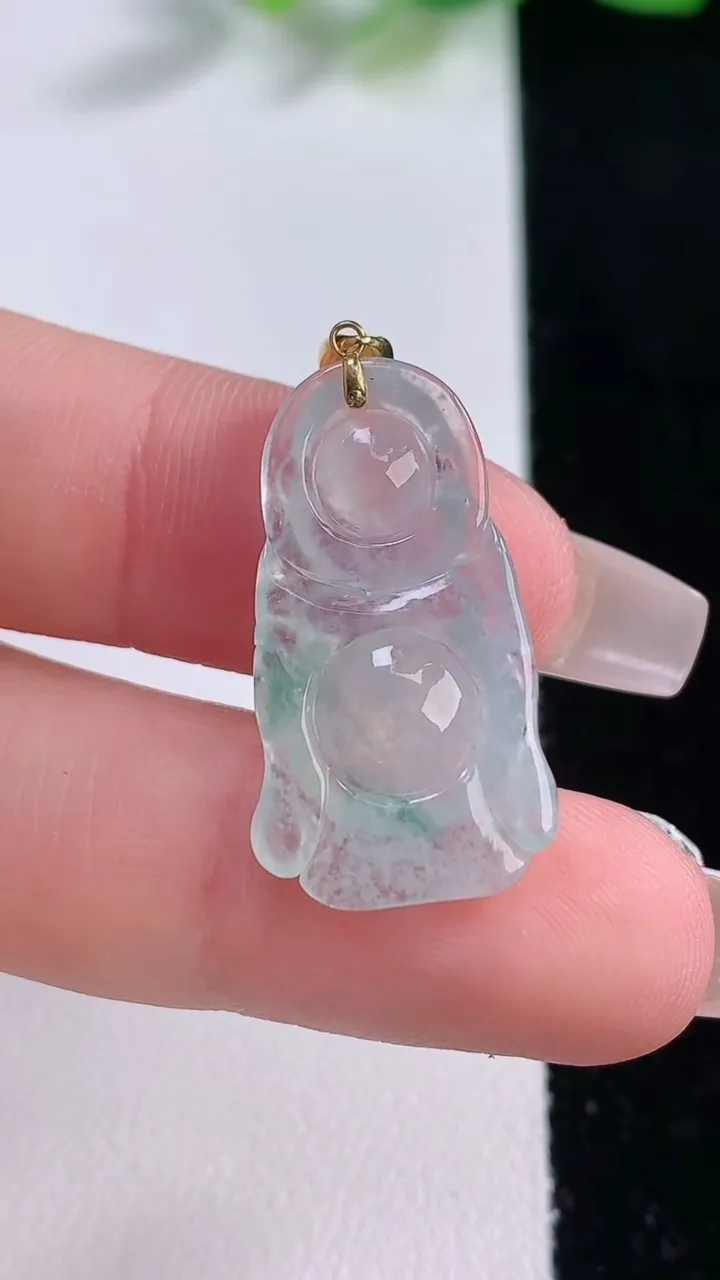 天然A货翡翠种飘花站佛 佛公吊坠，尺寸25.7-14-4.2，重量:2.54g
12月9日