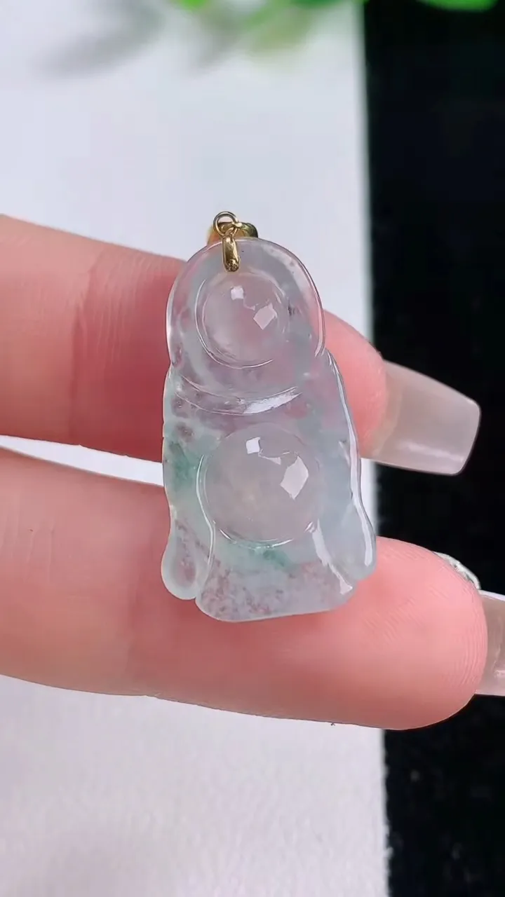 天然A货翡翠种飘花站佛 佛公吊坠，尺寸25.7-14-4.2，重量:2.54g
12月9日