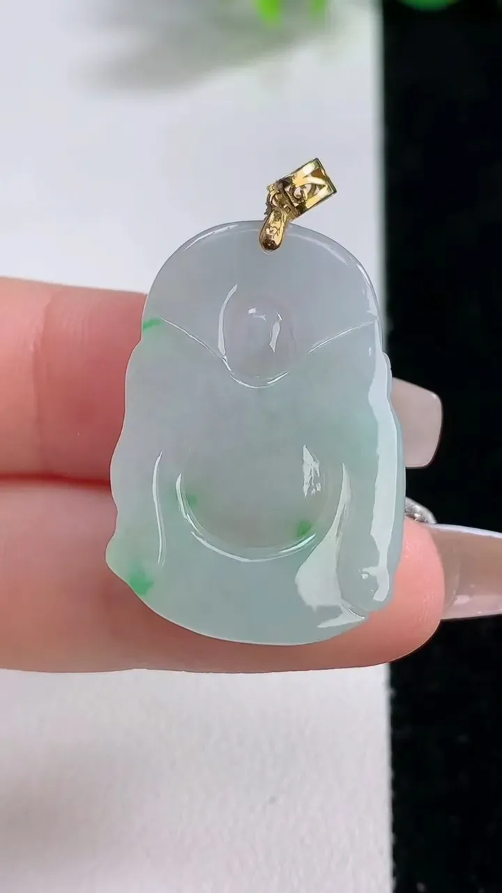 天然A货翡翠财神爷吊坠，尺寸29.6-20.6-5，重量:6.60g
12月9日