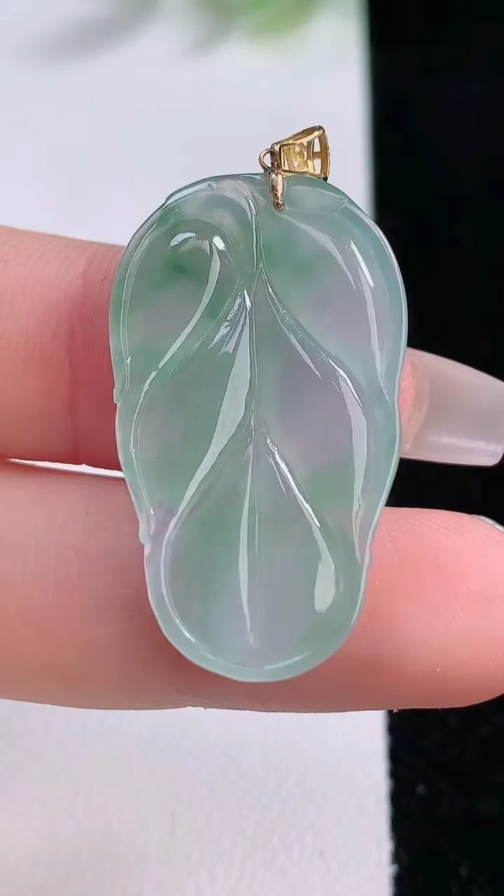 天然A货翡翠种飘花金枝玉叶 叶子吊坠，尺寸31.4-18.3-4，重量:4.21g
12月9日
