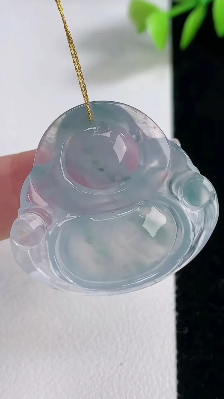 天然A货翡翠种紫罗兰飘花佛公吊坠，尺寸29.6-32.4-5.7，重量:8.12g
12月10日