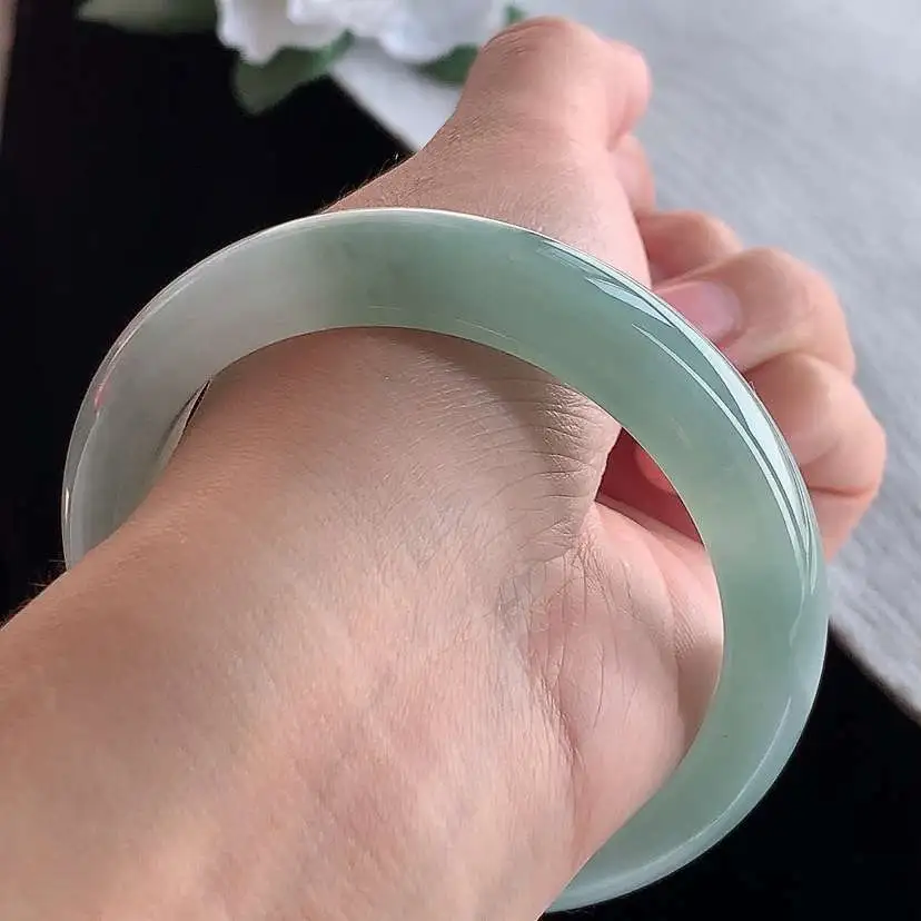 a货翡翠老坑冰种晴水正装正圈手镯56-57圈口  尺寸56.8×12.6×8.8mm 1209