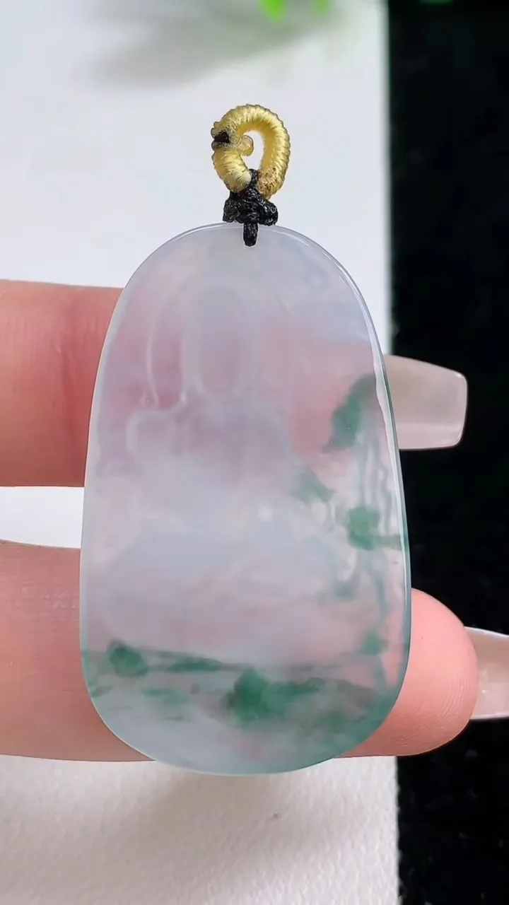 天然A货翡翠冰种飘花普贤菩萨吊坠，尺寸39-23.4-3.3，重量:6.51g
12月10日