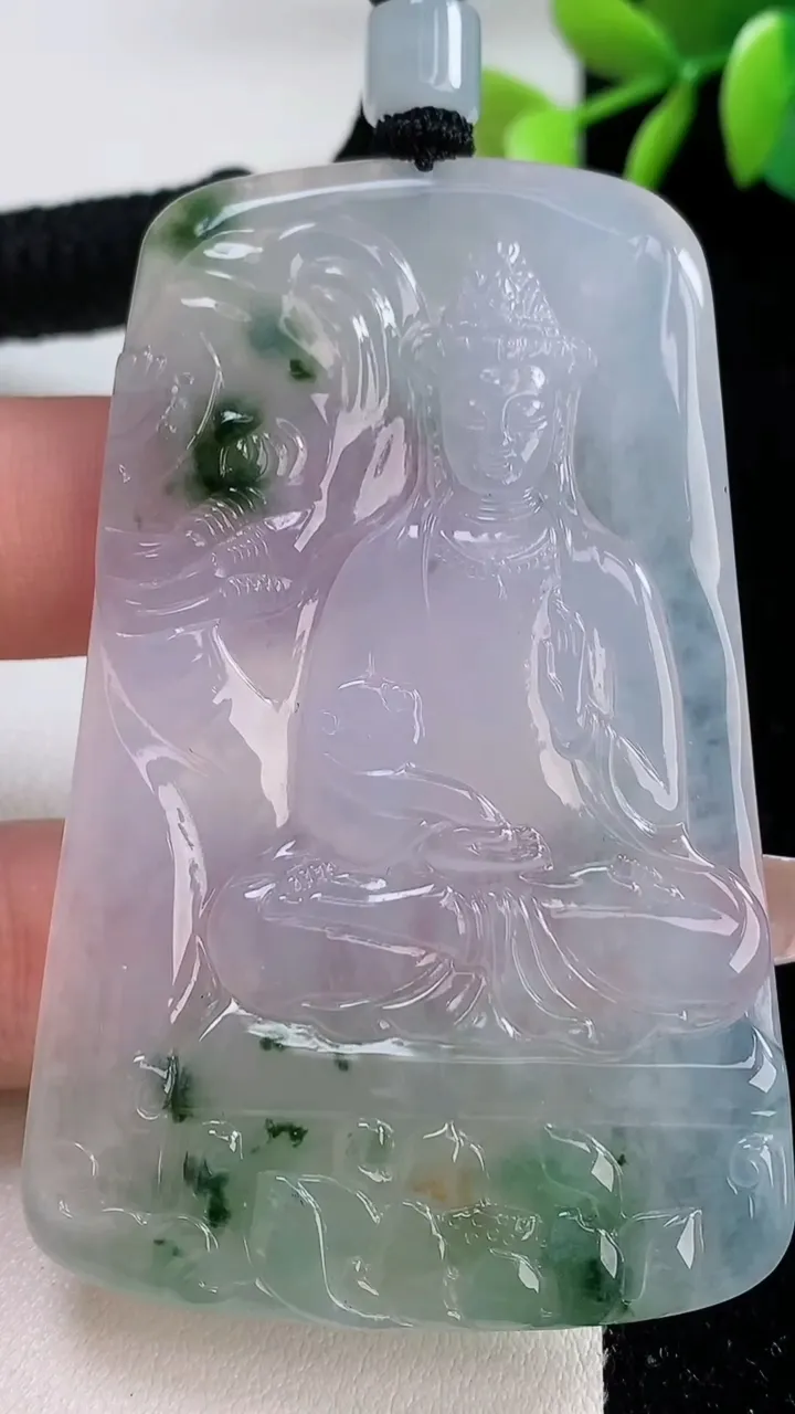 天然A货翡翠种飘花普贤菩萨吊坠，尺寸67.6-42.7-5.4，重量:43.10g
12月10日