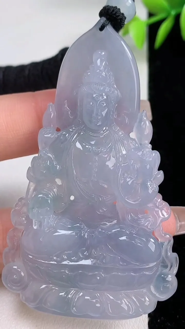 天然A货翡翠紫罗兰大势至菩萨吊坠，尺寸67.2-41-8，重量:38.43g
12月10日