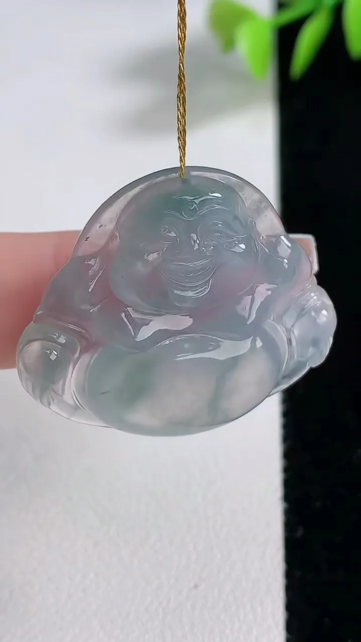 天然A货翡翠种紫罗兰飘花佛公吊坠，尺寸29.6-32.4-5.7，重量:8.12g
12月10日