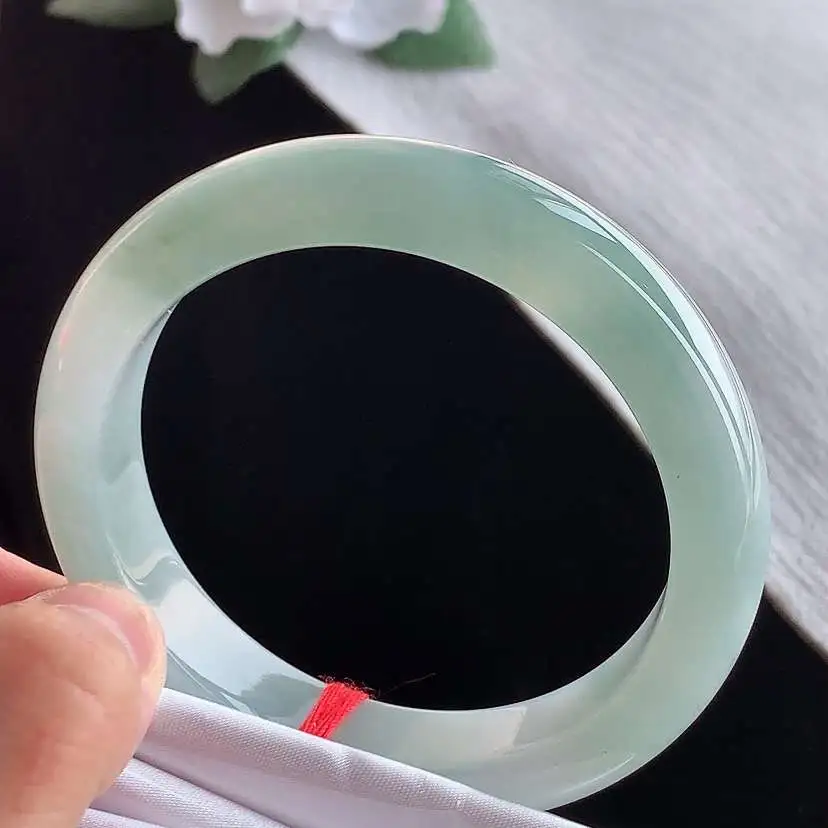 a货翡翠老坑冰种晴水正装正圈手镯56-57圈口  尺寸56.8×12.6×8.8mm 1209