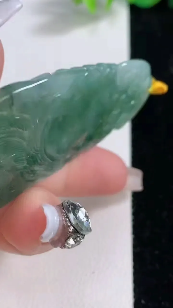 天然A货翡翠凤凰吊坠，尺寸64.4-31.4-5，重量:23.66g
12月10日