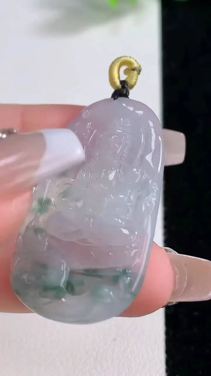 天然A货翡翠冰种飘花普贤菩萨吊坠，尺寸39-23.4-3.3，重量:6.51g
12月10日
