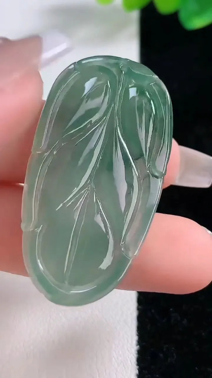 天然A货翡翠金枝玉叶 叶子吊坠，尺寸44.5-23.6-4.5，重:8.97g
12月11日