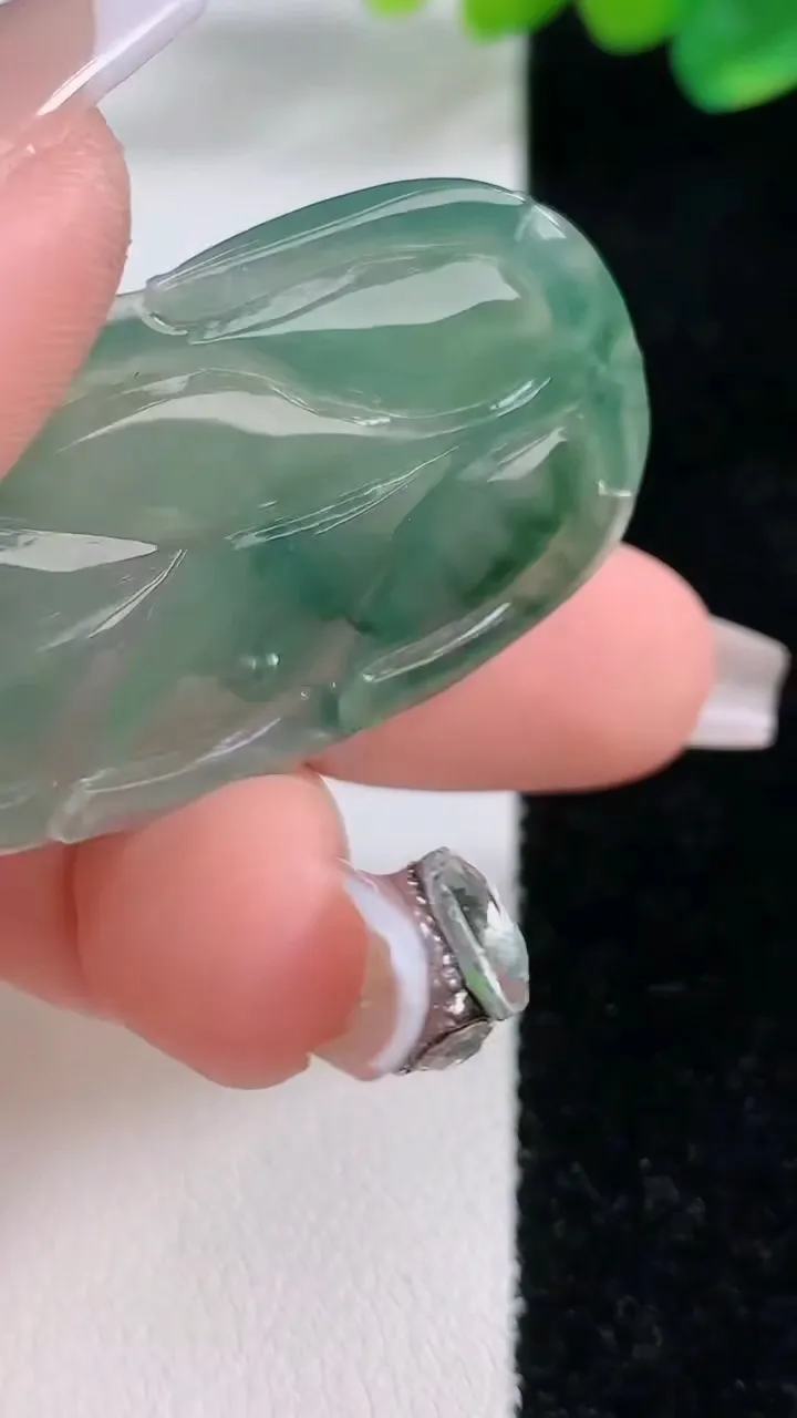 天然A货翡翠金枝玉叶 叶子吊坠，尺寸44.5-23.6-4.5，重:8.97g
12月11日