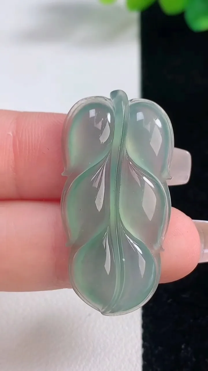 天然A货翡翠金枝玉叶 叶子吊坠，尺寸36.4-17.7-4.7，重量:5.54g
12月11日