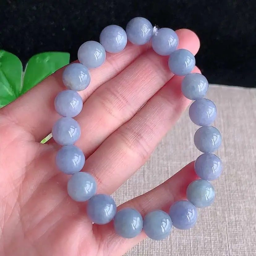 a货翡翠冰种紫罗兰圆珠佛珠手串19颗 尺寸10mm 重量35.33g