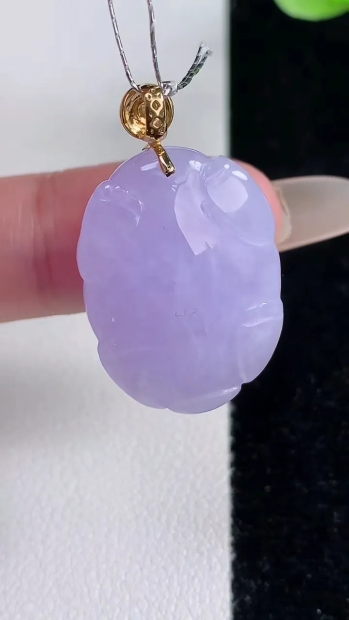 天然A货翡翠18K金紫罗兰貔貅吊坠，尺寸24.5-17.6-10.2，重量:9.01g
12月14日