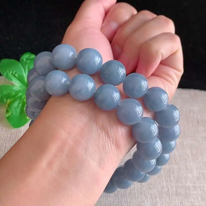 a货翡翠冰种紫罗兰圆珠项链毛衣链38颗  尺寸13.3mm 重量173.23g 1214