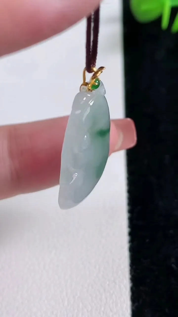 天然A货翡翠种飘花如意吊坠，尺寸28.3-18.2-4，重量:3.66g
12月17日
