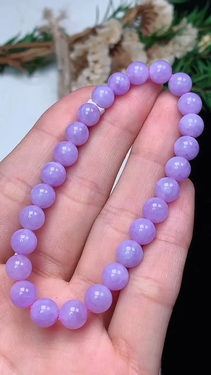 天然A货翡翠货紫罗兰圆珠手串，尺寸7.1-26颗，重量:14.47g12月18日
工厂直销收藏佳品,