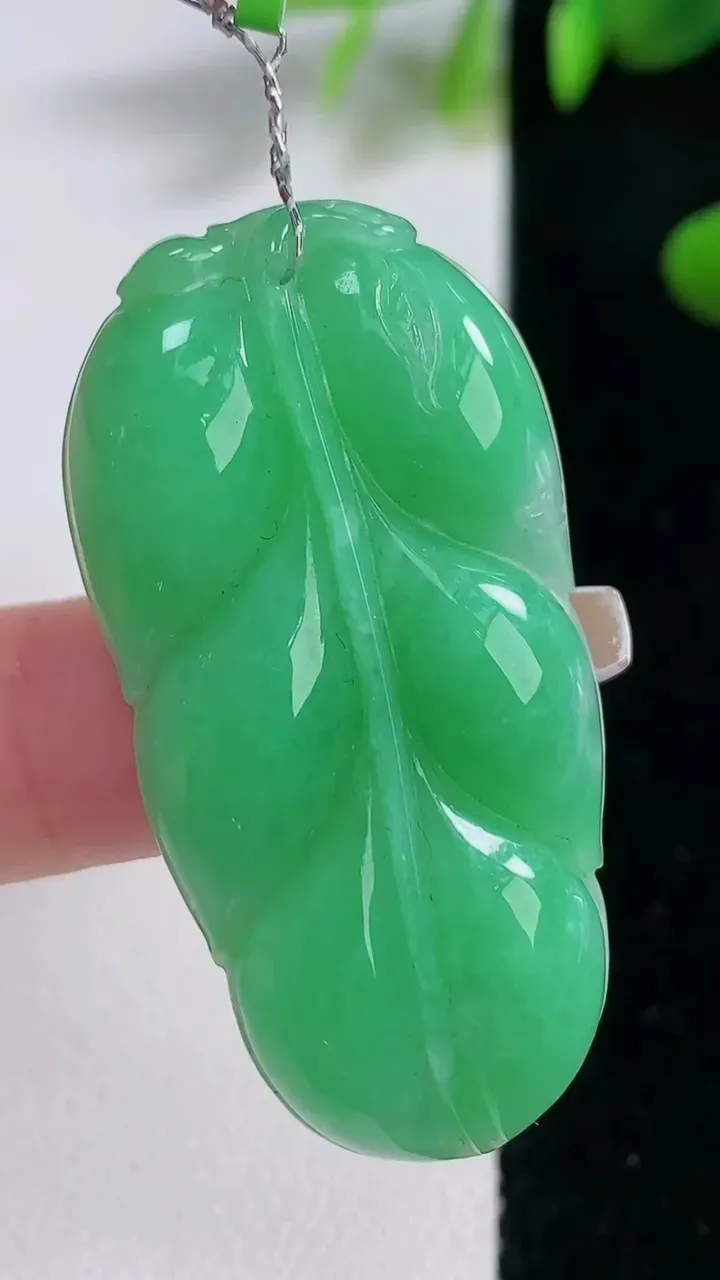 天然A货翡翠金枝玉叶 叶子吊坠，尺寸44-22.5-5.8，重量:11.10g
12月18日
