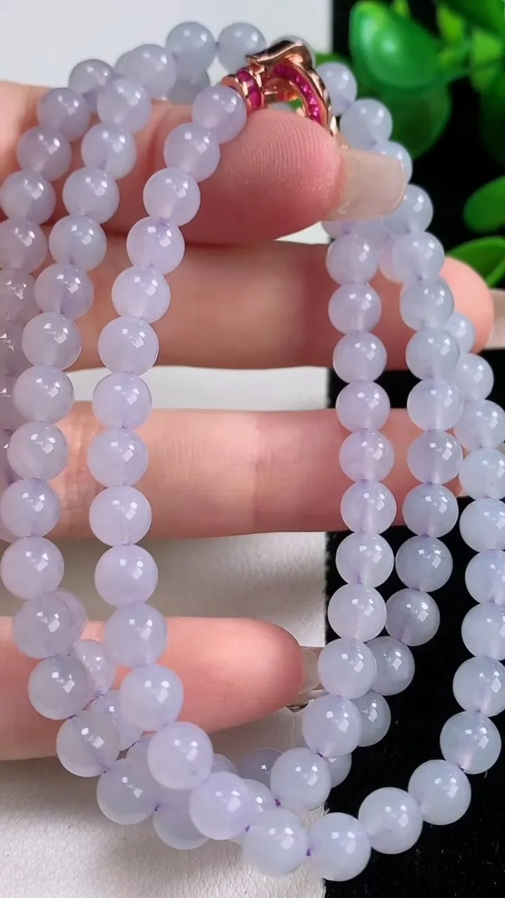 天然A货翡翠紫罗兰圆珠项链，尺寸5.8-100颗，重量:32.02g12月18日
工厂直销收藏佳品,