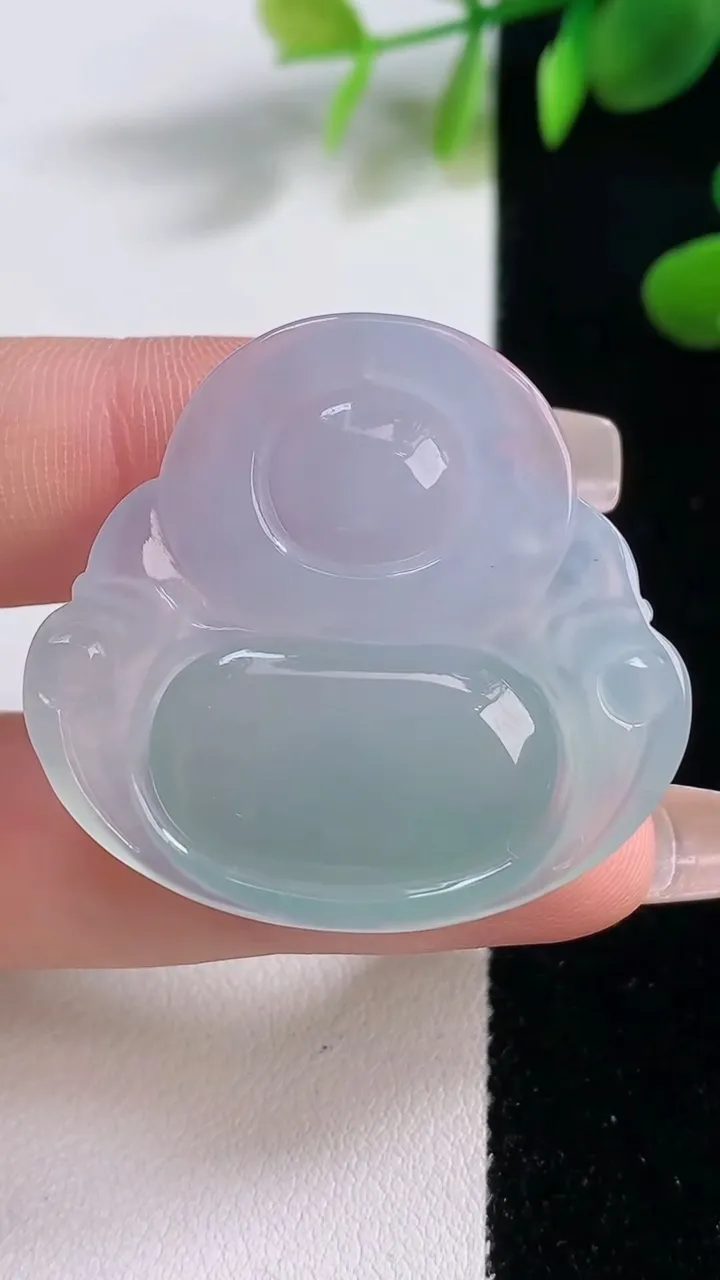 天然A货翡翠冰种春带彩紫罗兰佛公吊坠，尺寸34.3-36.3-5.7，重量:11.19g
12月18日